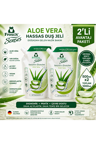 Frosch Senses Aloe Vera Hassas Ciltler İçin Duş Jeli Yedek Dolum Paketi 500 m...