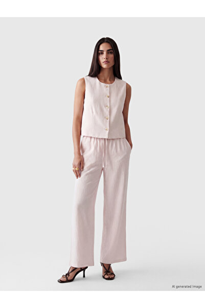 LC Waikiki Elastic Waist Textured Women's Trousers