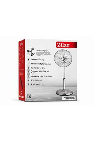 Zilan Ventilator din inox cu picior ZLN-1112 - 50W, 3 viteze, oscilatie autom...