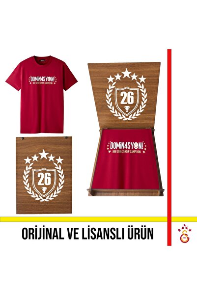 Galatasaray Lisanslı 2026 Şampiyonluk Dominasyon Kırmızı Tişört 26 Şampiyonlu...