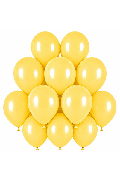 BeySüS Yellow Color Latex Macaron Balloon (30 cm) - 12 Pieces