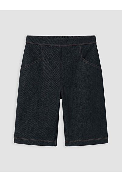 LC Waikiki Navy Blue Girls' Bermuda Shorts with Elastic Waist