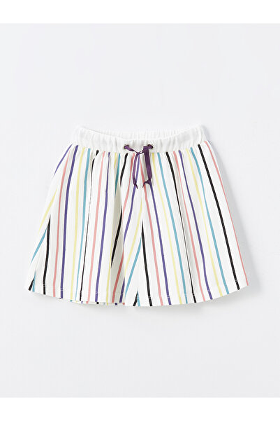 LC Waikiki Nevavm Striped Girls' Skirt with Elastic Waist and Difference in C...