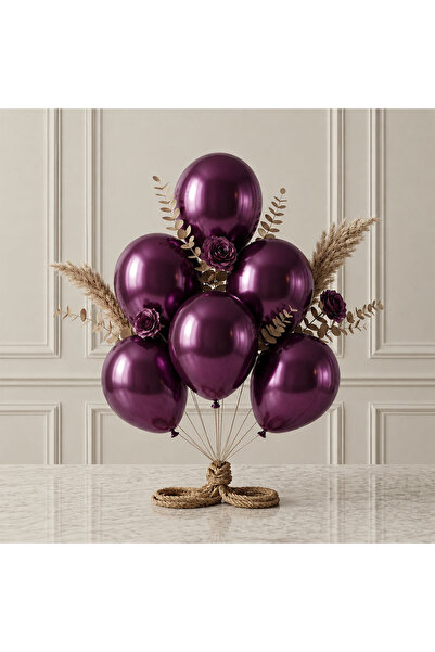 BeySüS Purple Color Latex Metallic Balloon (30 cm) - 6 Pieces