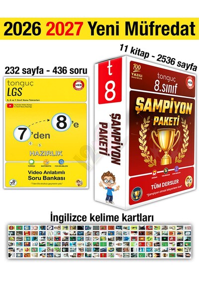 Tonguç Yayınları 7'den 8'e Hazırlık Kitabı 2026 Yaz Tatili 2027 8. Sınıf Şamp...