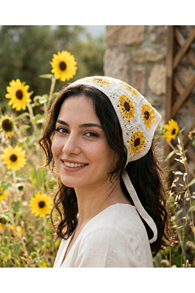 BeyzHal Bohemian Knitted Sunflower Figured Cotton Bandana Scarf – Hair Bandana