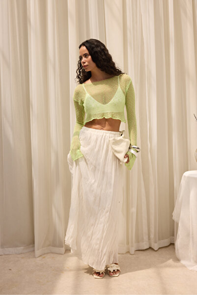BOHEMAİ Miya Draped Ecru Long Skirt