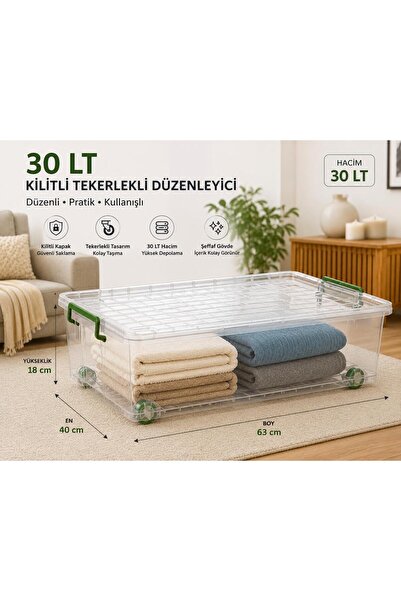 LOREMPBOX Set od 2 zaključavajuće kutije za skladištenje od 29 LT sa točkovim...