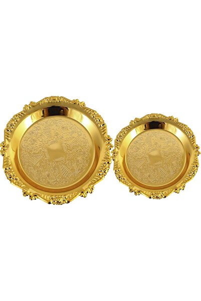 Generic 2pcs Round Metal Serve Tray,Decorative Serving Trays Platter for Home...