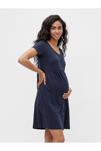MAMALICIOUS Rochie pentru gravide si alaptare, bumbac organic - Jana Navy