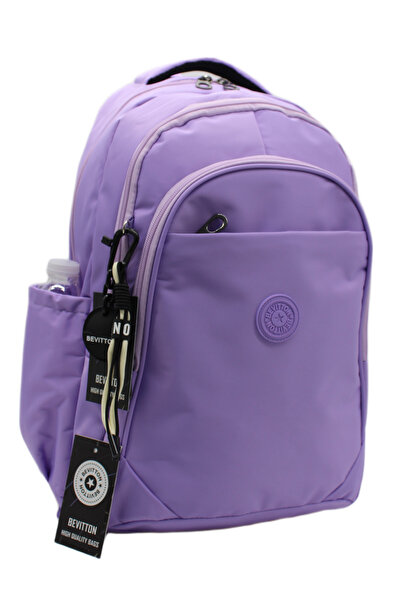 Bevitton Rucsac școlar unisex din material textil impermeabil, culoare liliac...