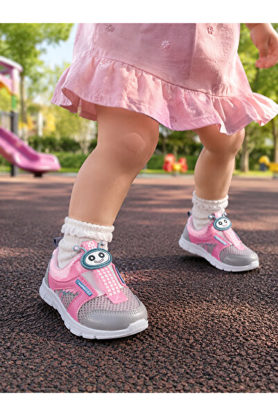 twingers kız bebek pembe gri bağcıksız hafif taban konforlu yazlık spor ayakkabı