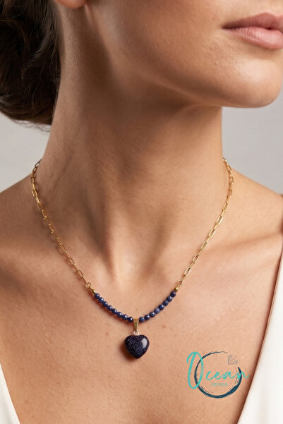 OceanDesign Handmade Sapphire Stone Studded Star Stone Heart Pendant Design N...