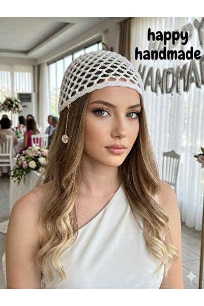 HAPPY HANDMADE Crochet Hat with Charms/Viral Net Hat/Summer Net Hat/Evening D...