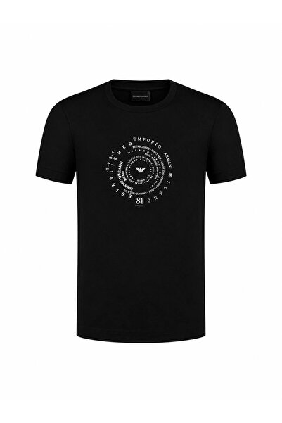 EA7 Emporio Armani Spiral Yazı Ve Kartal Logolu Pamuklu Tişört