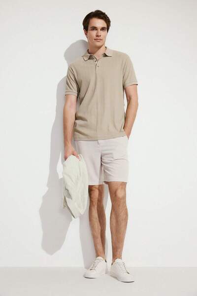 DeFacto Regular Fit Straight Leg Linen Beige Bermuda Shorts D4277Ax26Sm