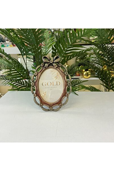 goldhomedesign Fiyonk Detaylı Oval Fotoğraf Çerçevesi 13x18 cm