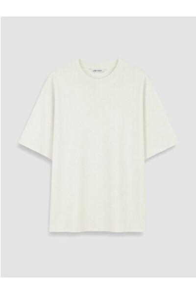 LC Waikiki تي شيرت رجالي من New Season Ecru Crew Neck
