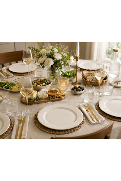 Bonnami 6 Pieces Banquet Flat Plates 27 cm Porcelain Dinner Plate Serving Pla...