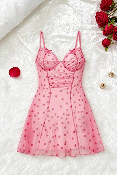 Generic Women Sexy V-Neck Sleepwear Breathable Mesh Babydoll Full Slip Bow So...