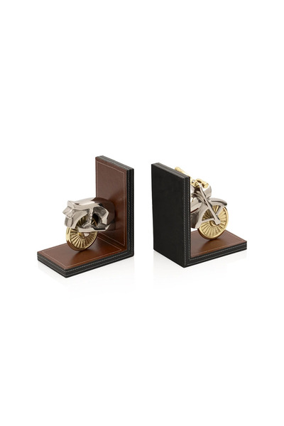 Midas Furniture مساند كتب جلدية 15×10×18 سم بني