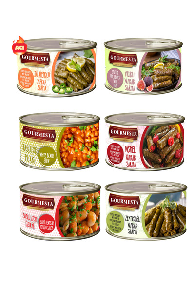 GOURMESTA 6'lı Gurme Yemek Seti (Jalapenolu,İncirli,Zeytinyağlı,Vişneli Yapra...