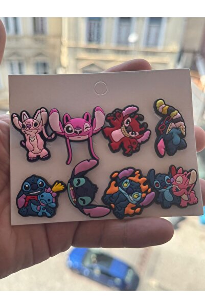HER ŞEY NOTA www.herseynota.com Stitch ve Angel Temalı PVC Terlik Süsü Seti 8...
