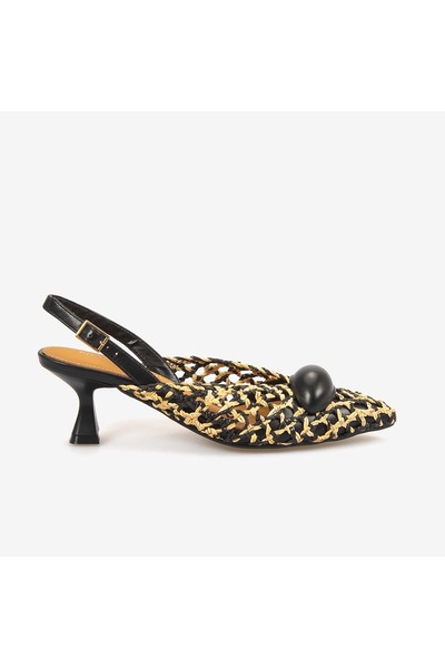 Harmon Noa Women's Knitted Slingback 5.5cm Pointed Toe Heeled Shoes 10342