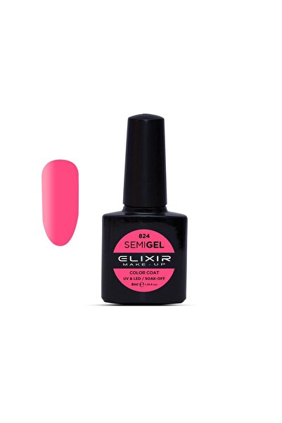 Elixir SEMI GEL (ΗΜΙΜΟΝΙΜΟ ΒΕΡΝΙΚΙ) - 824 (FLUORESCENT Pink) 8ML