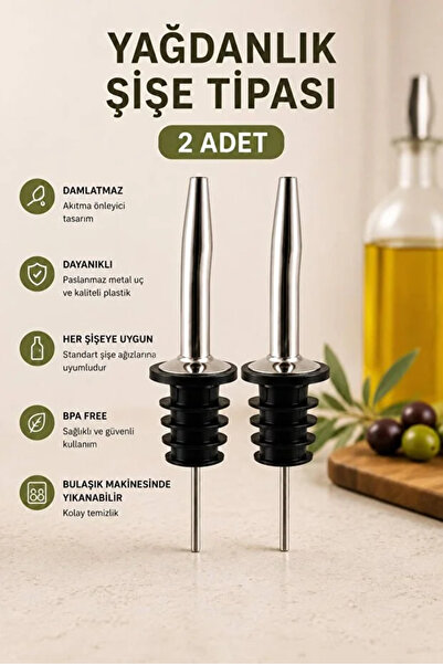FBZhome 2 Adet Yeni Nesil Çelik Şişe Ucu Servis Aparatı Yağdanlık Tıpası Şişe...
