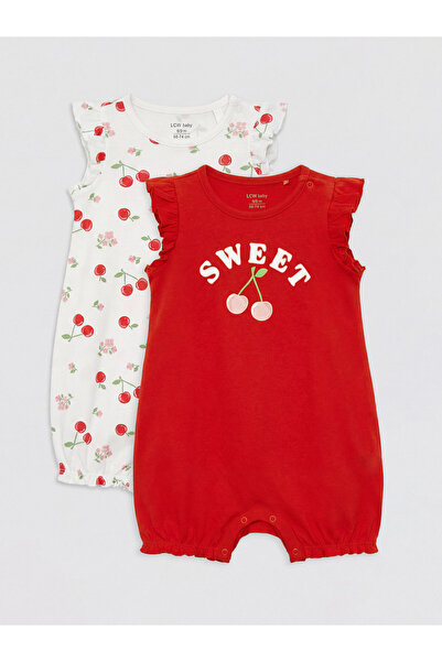 LC Waikiki 2 Pack Ruffled Crew Neck Printed Baby Girls' Jumpsuit
