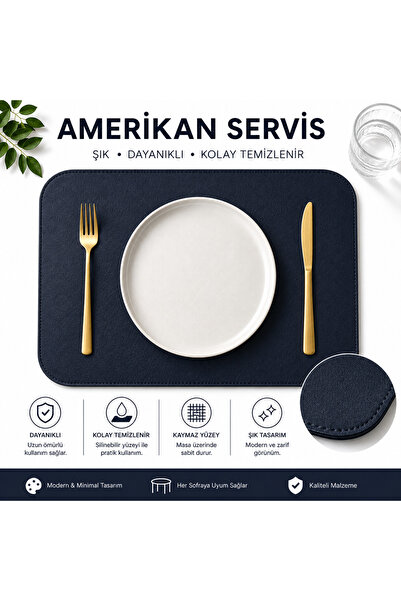 Mesut Balaban Deri Ürünleri 2 adet lacivert sofra sunum tabak altlığı AMERİKA...