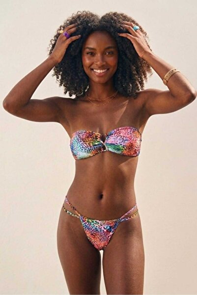 No Gossip Leopard Printed Piece Detachable Strap Piece Soft Strapless Bikini ...