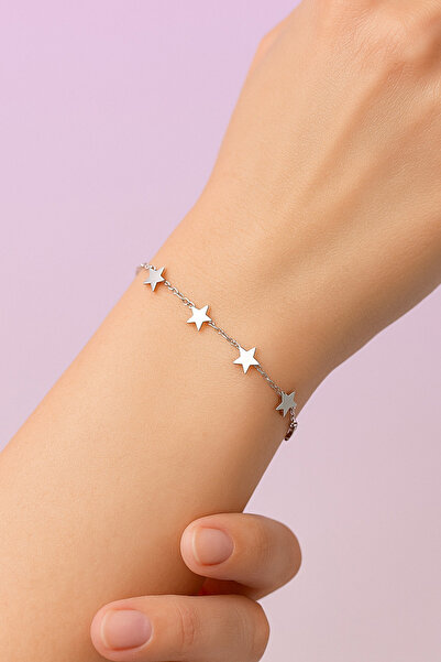 TREND COLLECTİON Steel Star Figured Women's Bracelet Silver Color Adjustable ...