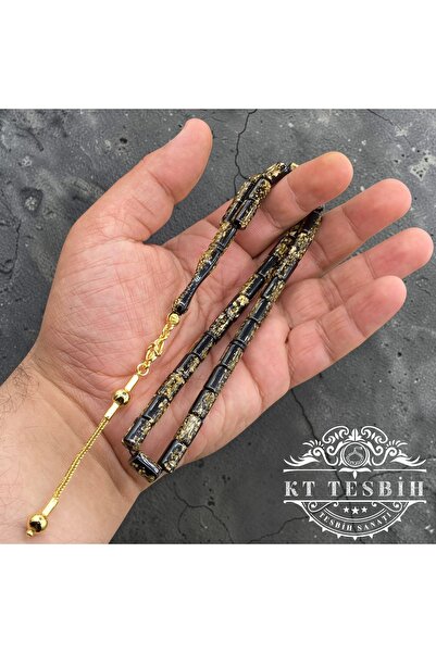 Kttesbihaksesuar SERTİFİKALI GOLDEN ROSARY UÇAK CAMI ALTIN VARAKLI TESBİH