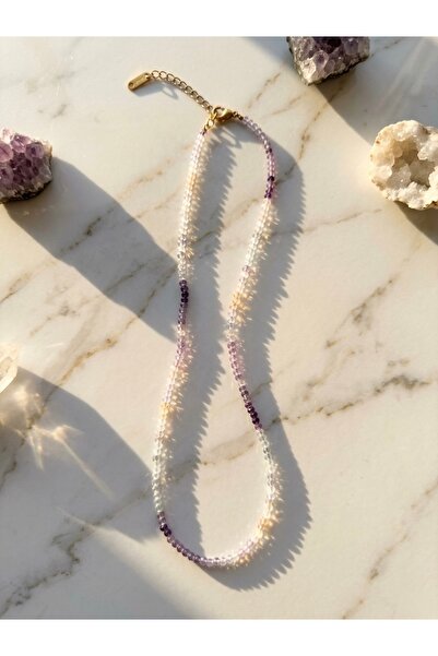 Meneva Aksesuar Natural Stone Mix Chakra Necklace - Multi-Colored Energy Desi...