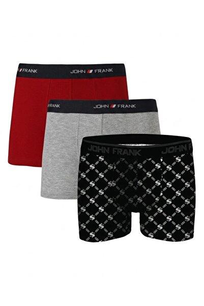 John Frank Logoed Cotton 3 Pack Boxer Men's Boxer Jfbs3