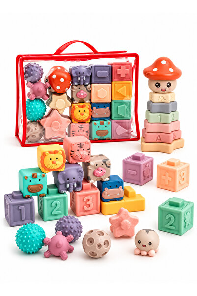 Generic Soft Baby Stacking Blocks & Sensory Balls, Montessori Toddler Toys fo...