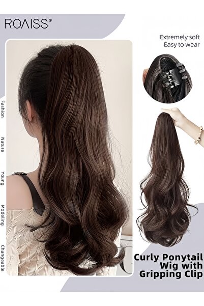ROAISS Long Wavy Ponytail Hair Extension Mini Claw Clip Synthetic Natural Sof...