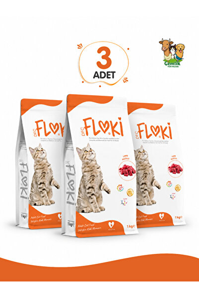 Floki Kuzu Etli Yetişkin Kedi Maması 1 Kg x 3 Adet