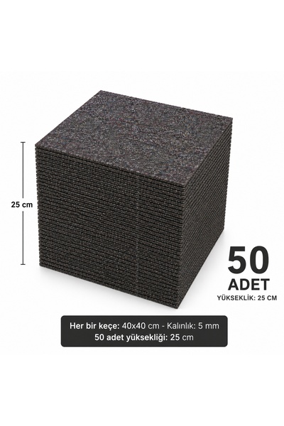 Jutien Multi-Purpose Felt 40X40 cm Sheet Felt 50 Pieces - Sound and Heat Insu...