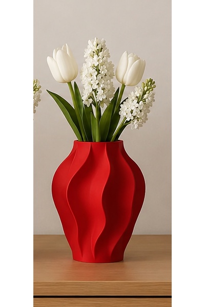 HANART Modern dekoratif şık vazo 20 cm kırmızı