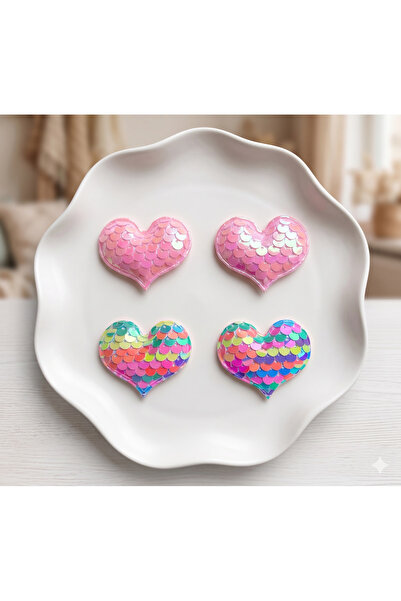 Jeevee Set of 4 Heart Sequin Sparkling Side Buckles for Children and Adults