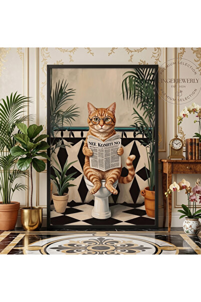 fingerjewerly Estetik Kedi Banyo Dekor Poster Hayvan Çerçevesiz Poster