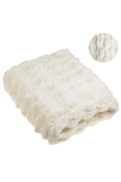 OEM Decorative Blanket for armchair and sofa, Faux fur, White, 160 x 130, Emb...