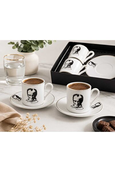 Asi ATATÜRK DESENLİ KAHVE FİNCANI TAKIMI 2 KİŞİLİK ÖZEL KUTULU