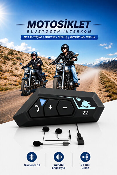 RAYLAX Kask Kulaklık Intercom Motorsiklet Kulaklığı BT-22 5.0 Bluetooth