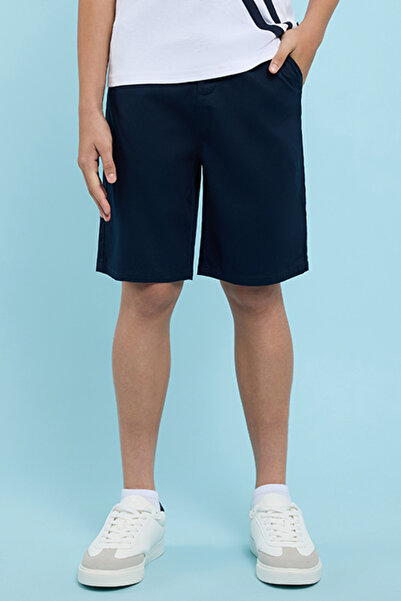 R&B Solid Shorts with Button Closure