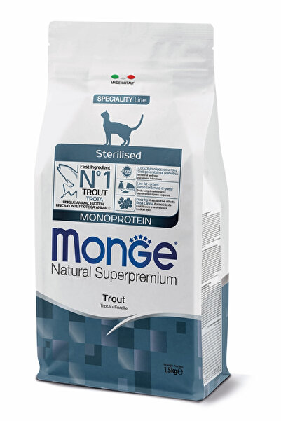 Monge Cat Sterilised Trout Kısırlaştırılmış Alabalıklı Yetişkin Kedi Maması 1...