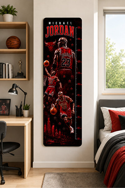 MaisonVelinCo Michael Jordan Basketbol Boy Ölçer Duvar Stickerı